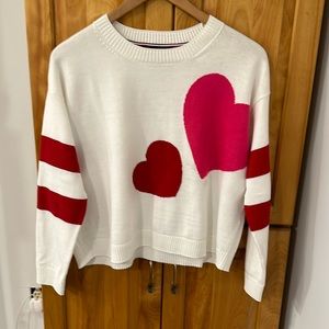 Tommy Hilfiger Valentine sweater with red and pink hearts. Size small petite